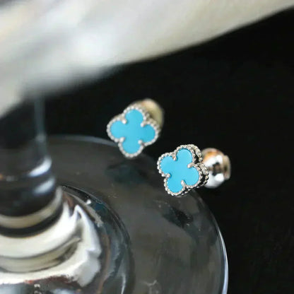 [：Polaidi Jewelry]クローバー ミニターコイズ シルバースタッドピアス