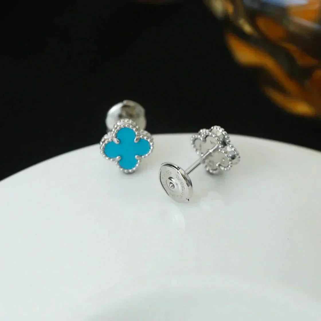 [：Polaidi Jewelry]クローバー ミニターコイズ シルバースタッドピアス