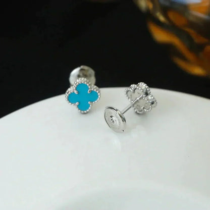 [：Polaidi Jewelry]クローバー ミニターコイズ シルバースタッドピアス