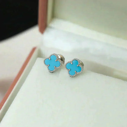 [：Polaidi Jewelry]クローバー ミニターコイズ シルバースタッドピアス