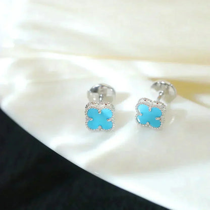 [：Polaidi Jewelry]クローバー ミニターコイズ シルバースタッドピアス