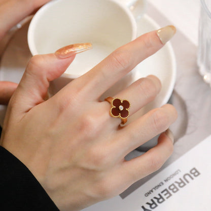 [：Polaidi Jewelry]CLOVER CARNELIAN RING ROSE GOLD DIAMOND