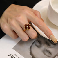 [Perlaura Jewelry ]CLOVER CARNELIAN RING ROSE GOLD DIAMOND