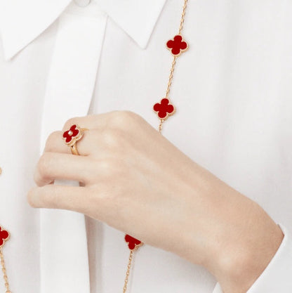 [Polaidi Jewelry]CLOVER CARNELIAN RING ROSE GOLD DIAMOND