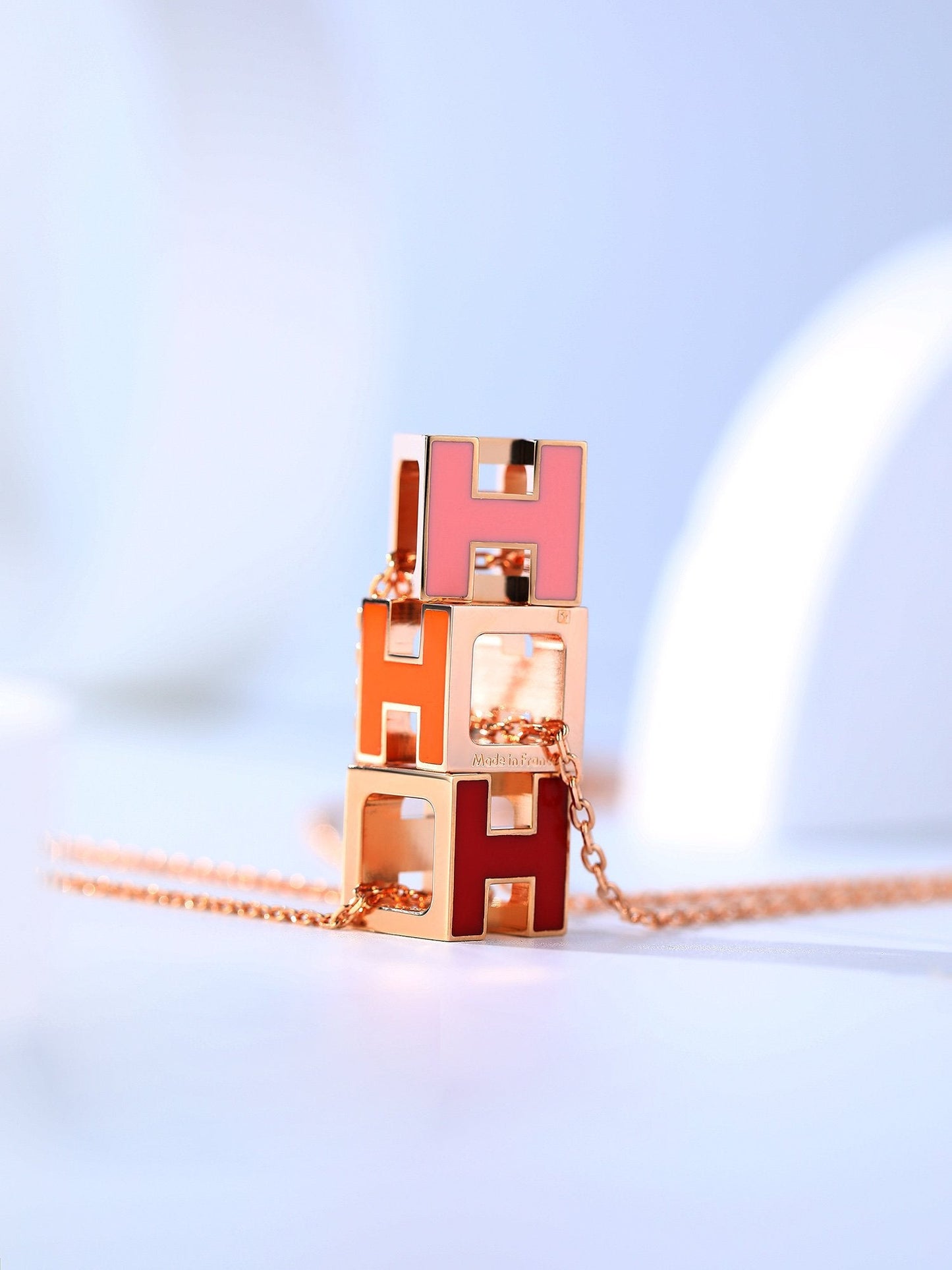 [Polaidi Jewelry]H CAGE PINK GOLD NECKLACE