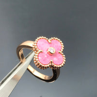 [Perlaura Jewelry ]CLOVER RHODONITE ROSE GOLD RING
