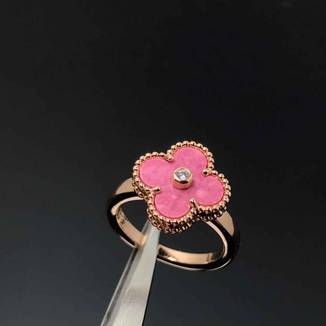 [Polaidi Jewelry]CLOVER RHODONITE ROSE GOLD RING