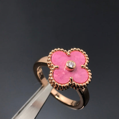 [：Polaidi Jewelry]CLOVER RHODONITE ROSE GOLD RING