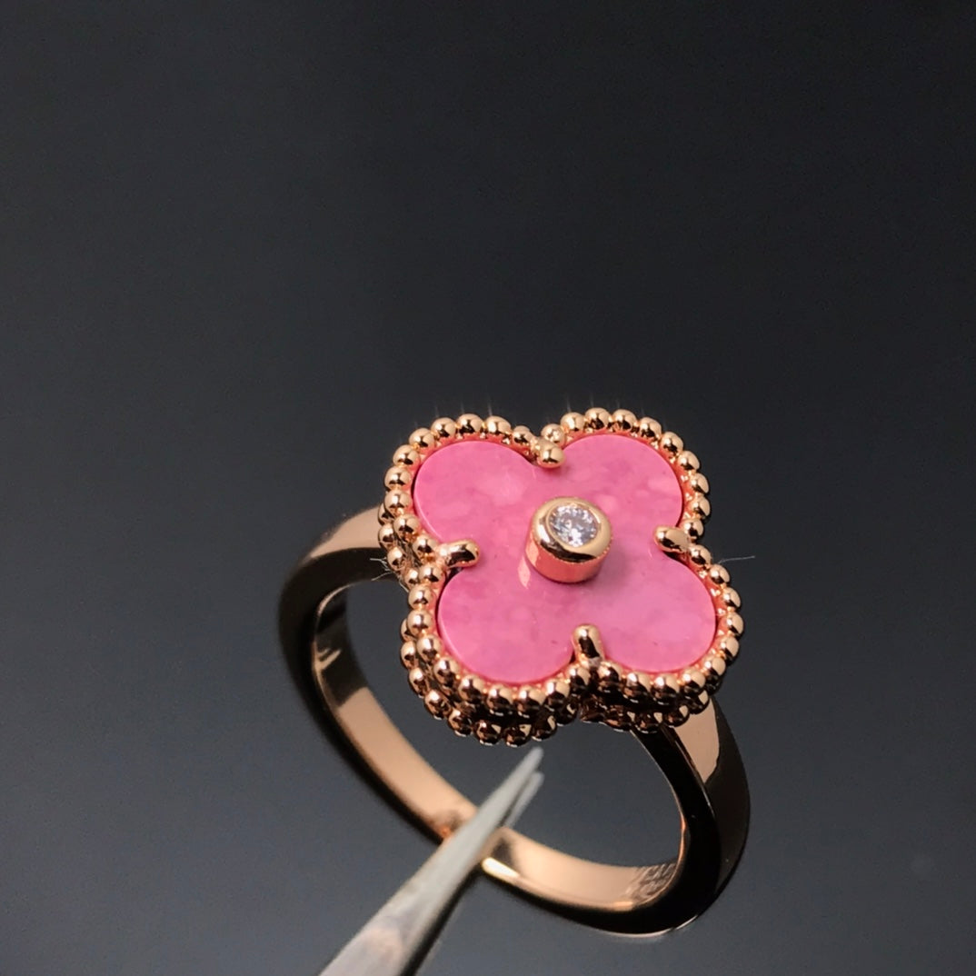 [：Polaidi Jewelry]CLOVER RHODONITE ROSE GOLD RING