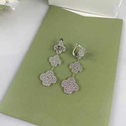 [：Polaidi Jewelry]クローバー 3モチーフ ダイヤモンド シルバー ドロップピアス