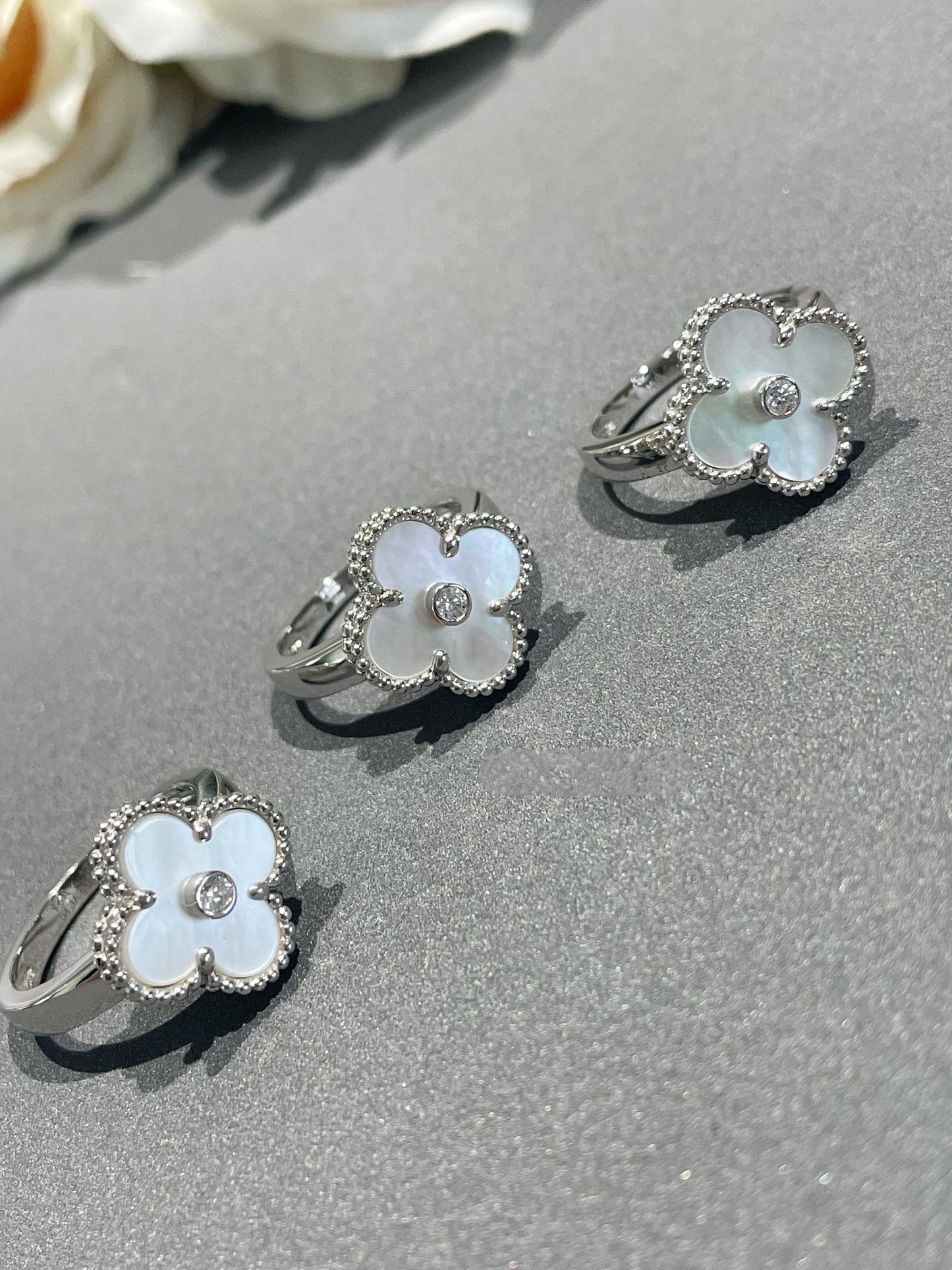 [Polaidi Jewelry]CLOVER SILVER MOP DIAMOND RING