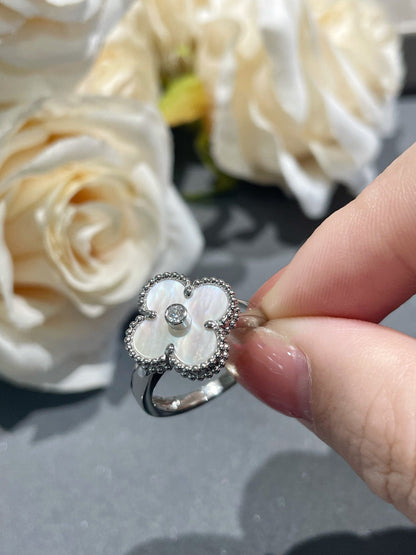 [：Polaidi Jewelry]CLOVER SILVER MOP DIAMOND RING