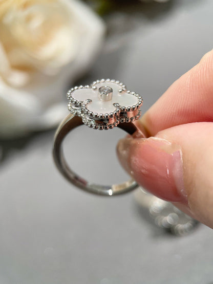 [：Polaidi Jewelry]CLOVER SILVER MOP DIAMOND RING