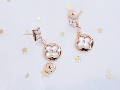 [Polaidi Jewelry]STAR AND SUN PINK GOLD MOP DROP EARRINGS