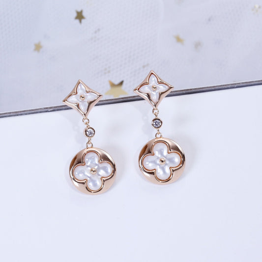 [Polaidi Jewelry]STAR AND SUN PINK GOLD MOP DROP EARRINGS