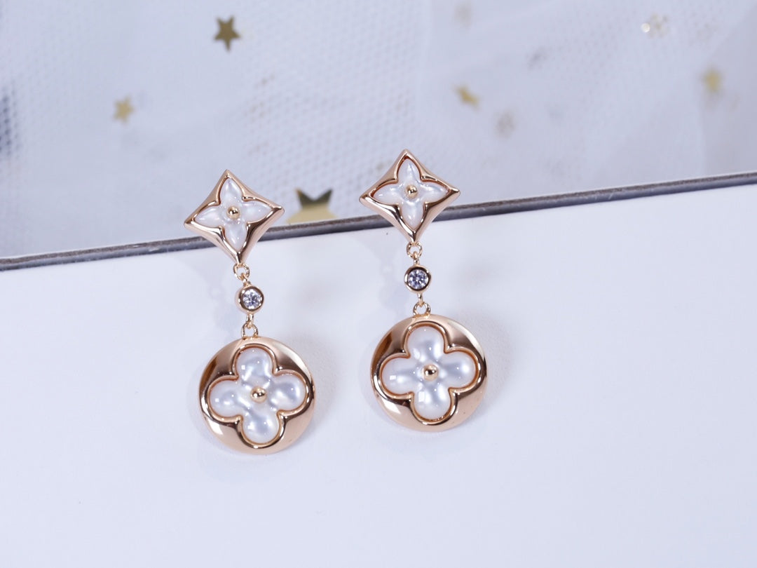 [Polaidi Jewelry]STAR AND SUN PINK GOLD MOP DROP EARRINGS