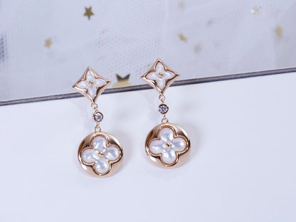 [Polaidi Jewelry]STAR AND SUN PINK GOLD MOP DROP EARRINGS