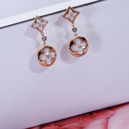 [Polaidi Jewelry]STAR AND SUN PINK GOLD MOP DROP EARRINGS