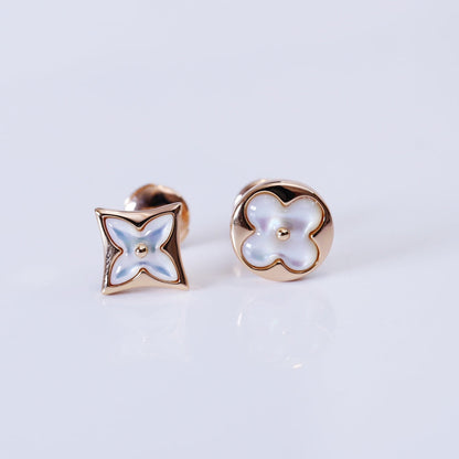 [Polaidi Jewelry]STAR AND SUN PINK GOLD MOP STUD EARRINGS