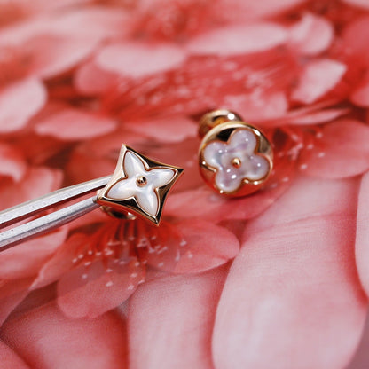 [Polaidi Jewelry]STAR AND SUN PINK GOLD MOP STUD EARRINGS