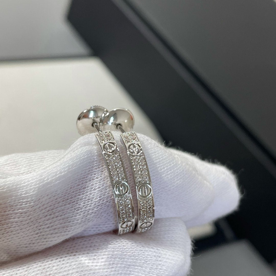 [：Polaidi Jewelry]LOVE DIAMOND SILVER フープピアス