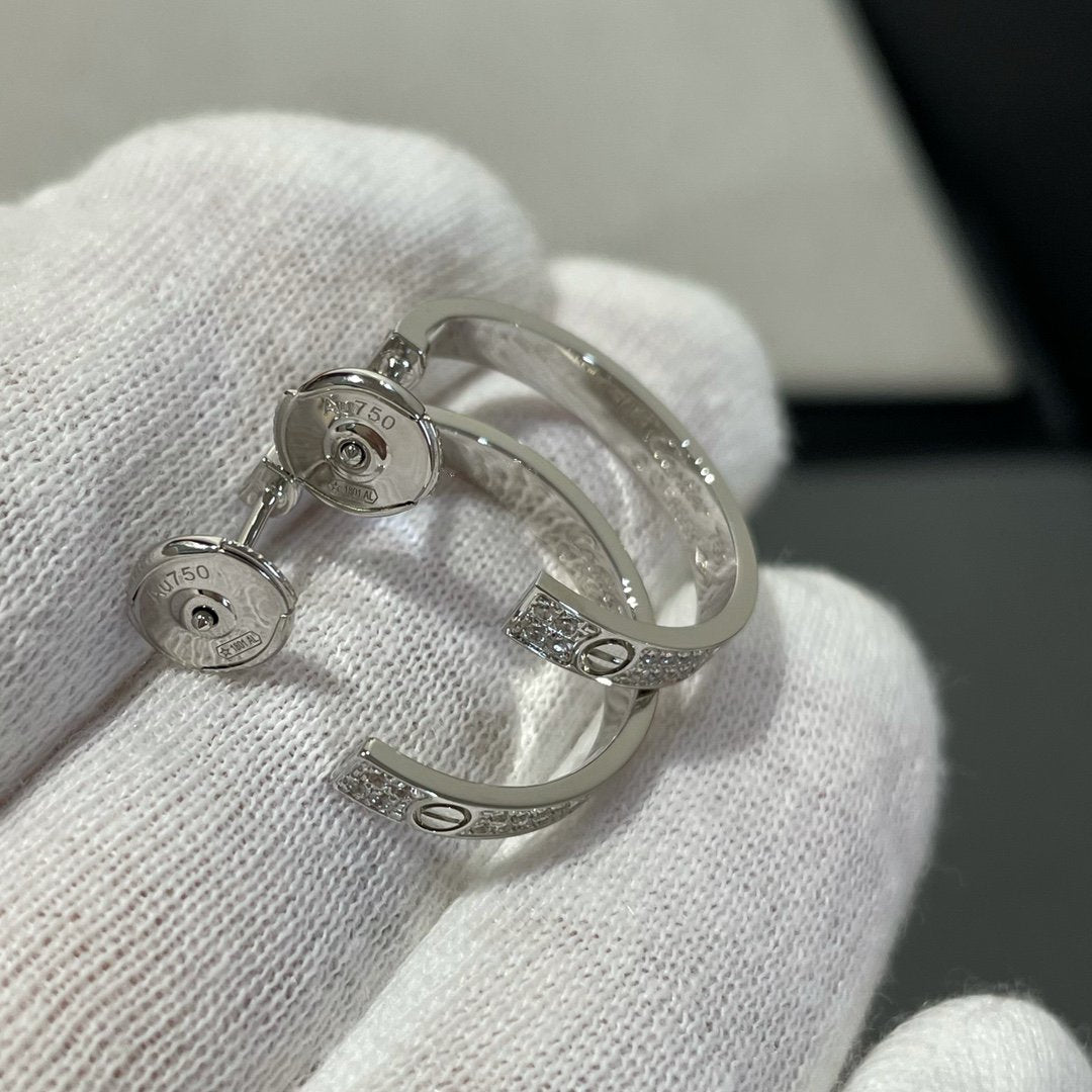 [Polaidi Jewelry]LOVE DIAMOND SILVER HOOP EARRINGS