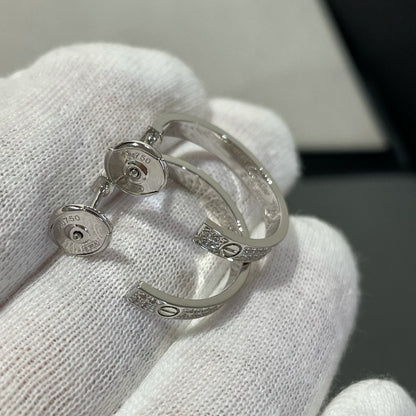[Polaidi Jewelry]LOVE DIAMOND SILVER HOOP EARRINGS