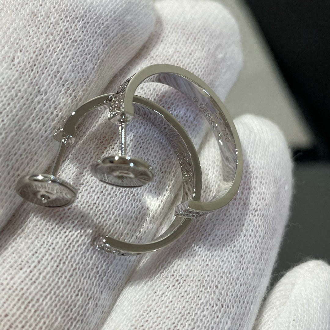 [：Polaidi Jewelry]LOVE DIAMOND SILVER フープピアス