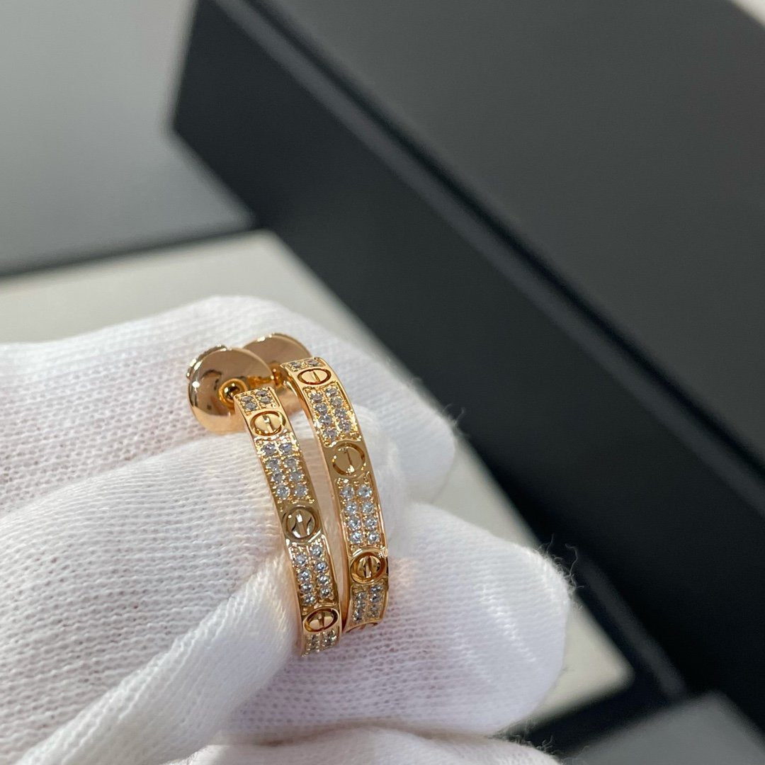 [：Polaidi Jewelry]LOVE DIAMOND PINK GOLD HOOP EARRINGS