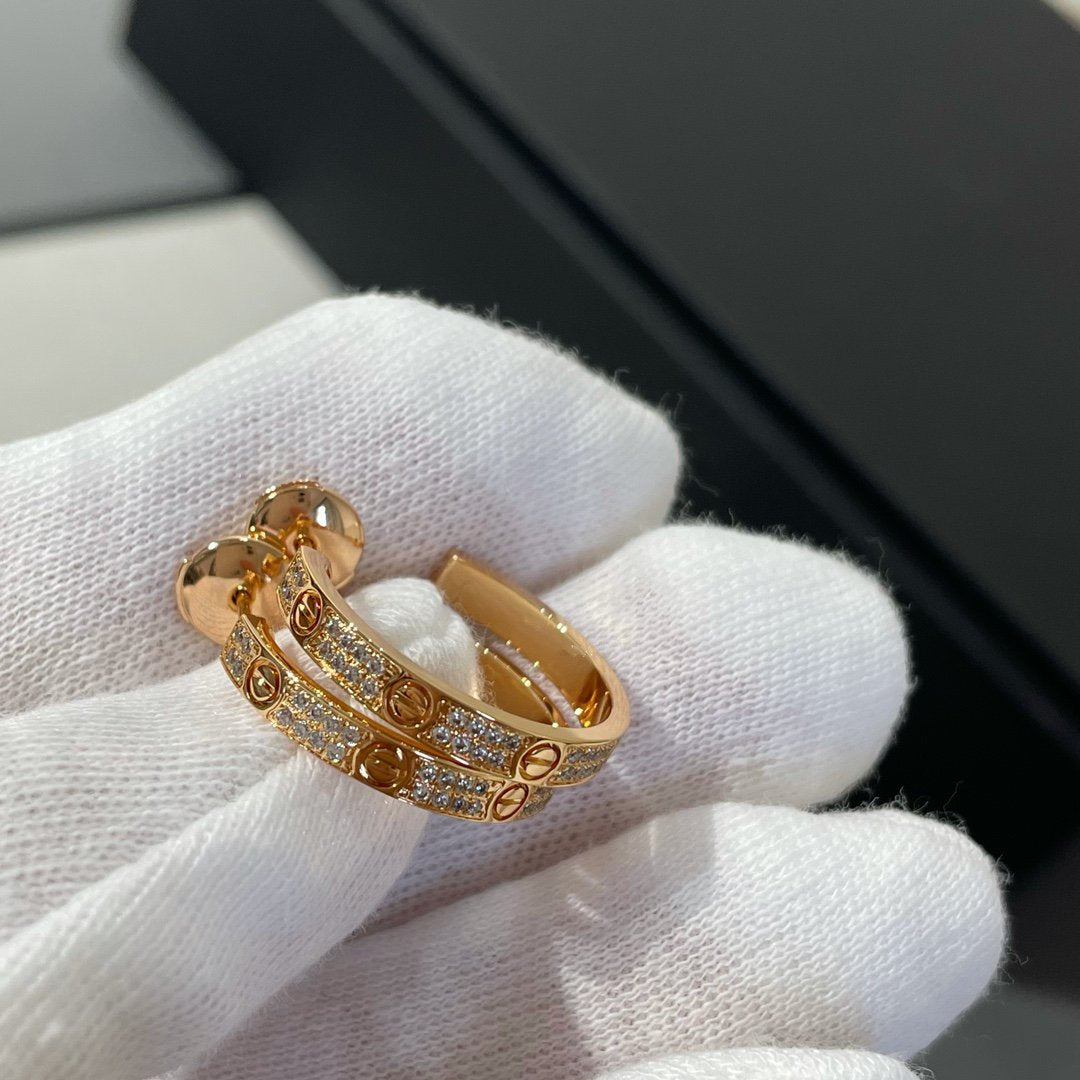 [Polaidi Jewelry]LOVE DIAMOND PINK GOLD HOOP EARRINGS