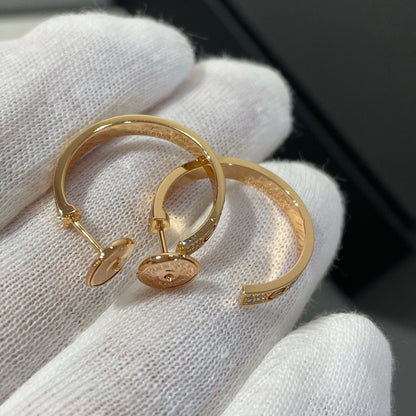 [：Polaidi Jewelry]LOVE DIAMOND PINK GOLD HOOP EARRINGS