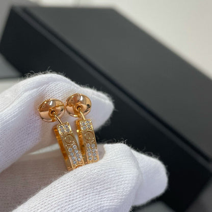 [Polaidi Jewelry]LOVE DIAMOND PINK GOLD HOOP EARRINGS