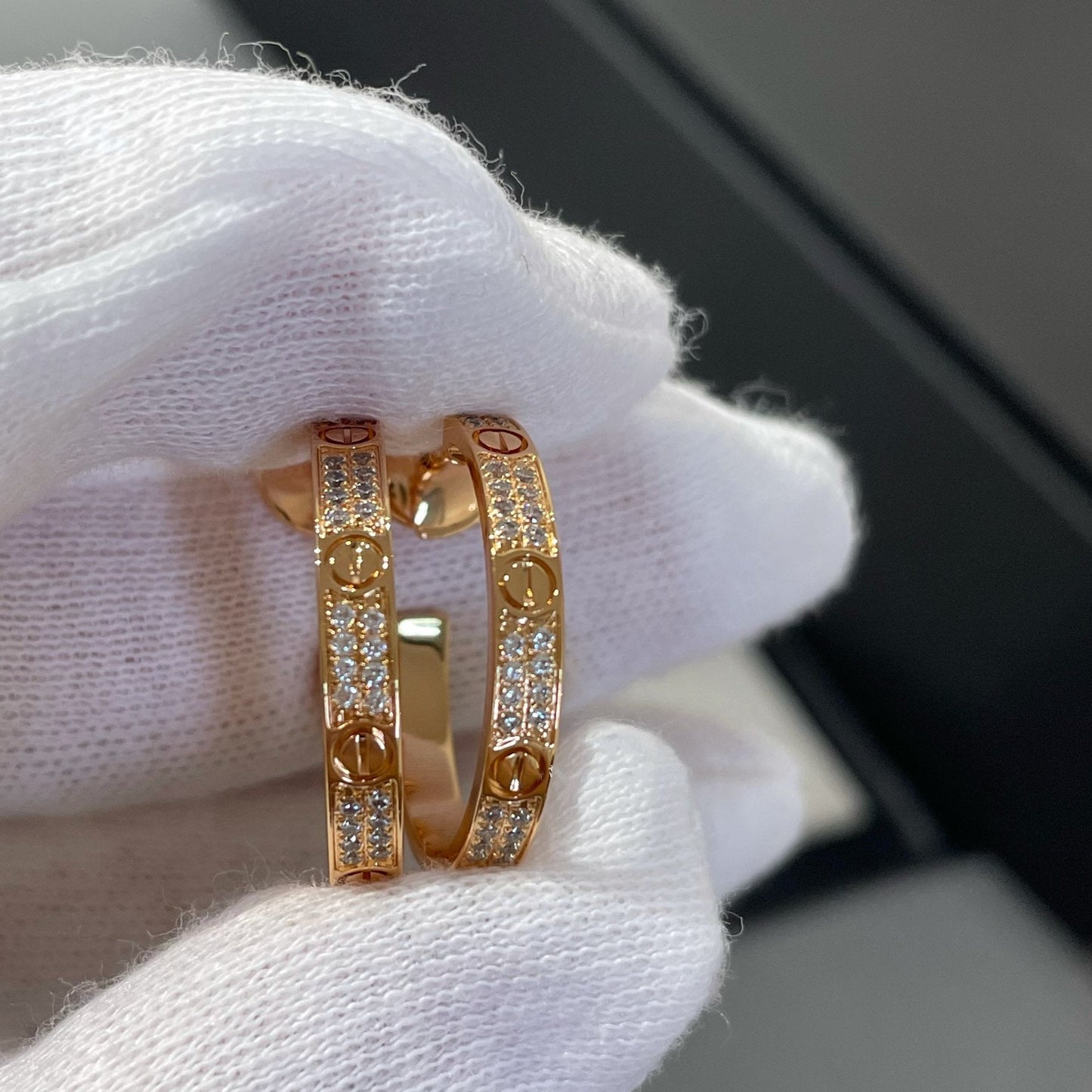 [：Polaidi Jewelry]LOVE DIAMOND PINK GOLD HOOP EARRINGS