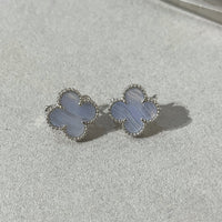 [Perlaura Jewelry ]CLOVER CHALCEDONY SILVER STUD EARRINGS