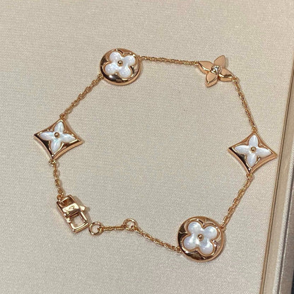 [Polaidi Jewelry]STAR AND SUN 5 MOTIF MOP PINK GOLD BRACELET