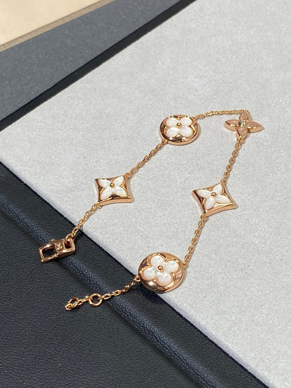 [Polaidi Jewelry]STAR AND SUN 5 MOTIF MOP PINK GOLD BRACELET