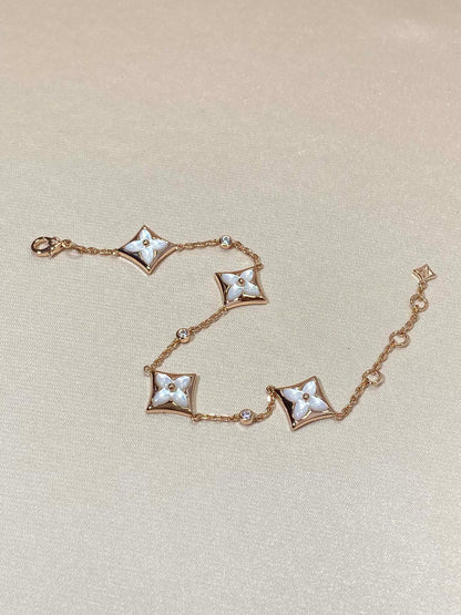 [Polaidi Jewelry]STAR 4 MOTIF MOP DIAMOND PINK GOLD BRACELET
