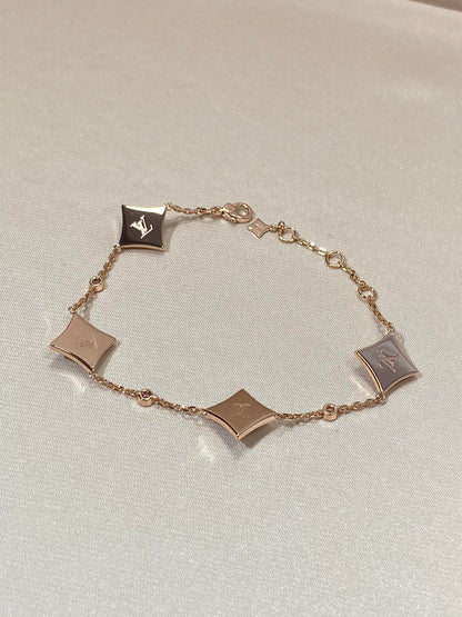 [Polaidi Jewelry]STAR 4 MOTIF MOP DIAMOND PINK GOLD BRACELET