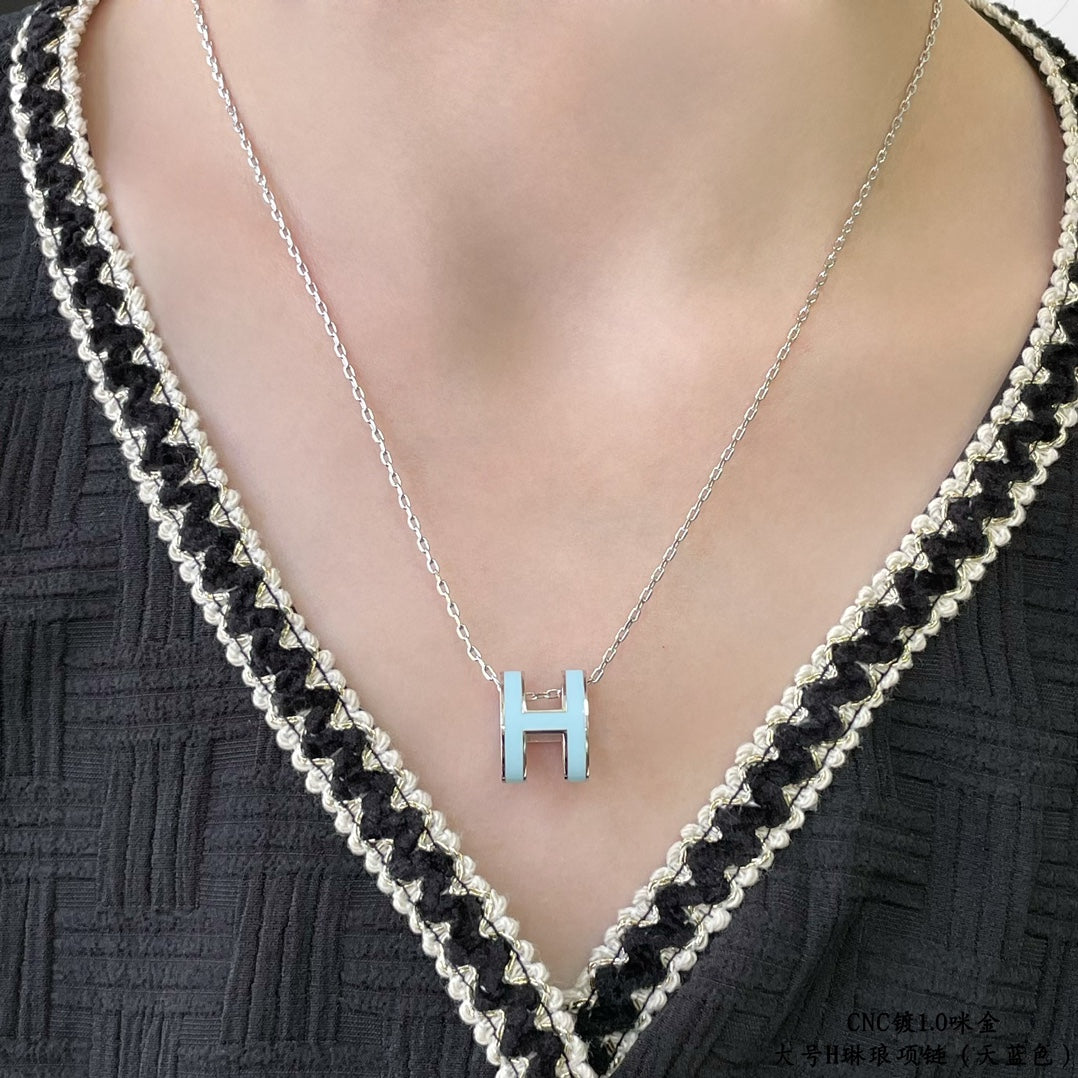 [Polaidi Jewelry]POP H SKY BLUE NECKLACE