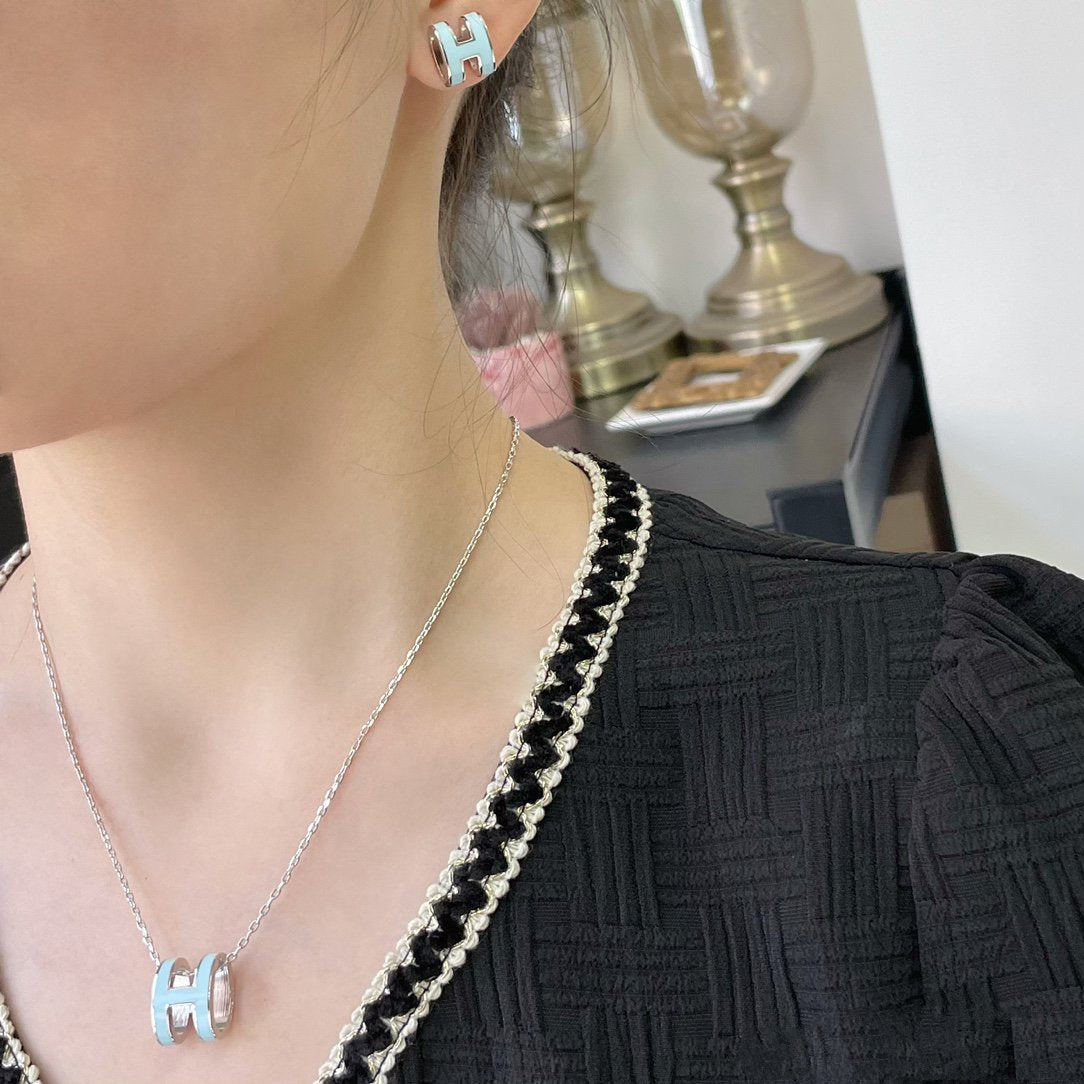 [Polaidi Jewelry]POP H SKY BLUE NECKLACE