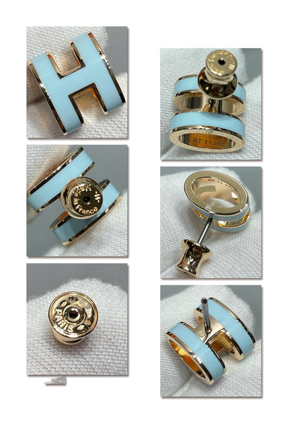 [：Polaidi Jewelry]POP H SKY BLUE STUD EARRINGS