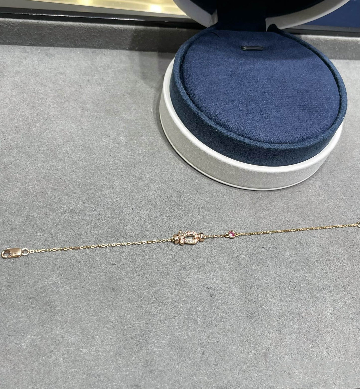 [Polaidi Jewelry]FORCE 10 DIAMOND CHAIN LINK PINK GOLD BRACELET