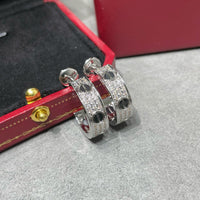 [Perlaura Jewelry ]LOVE CERAMIC DIAMOND PAVED SILVER EARRINGS