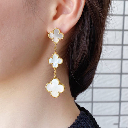 [：Polaidi Jewelry]クローバー MOP 3モチーフ ゴールド ピアス