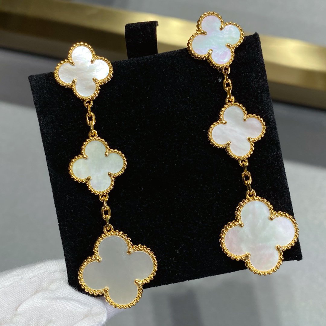 [Polaidi Jewelry]CLOVER MOP 3 MOTIFS GOLD EARRINGS