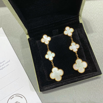 [：Polaidi Jewelry]クローバー MOP 3モチーフ ゴールド ピアス