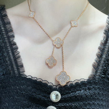 [：Polaidi Jewelry]CLOVER 6モチーフ ダイヤモンド パヴェ ネックレス
