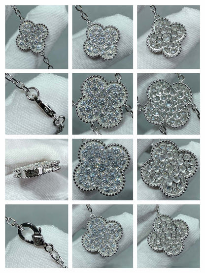 [：Polaidi Jewelry]CLOVER 6モチーフ ダイヤモンド パヴェ ネックレス