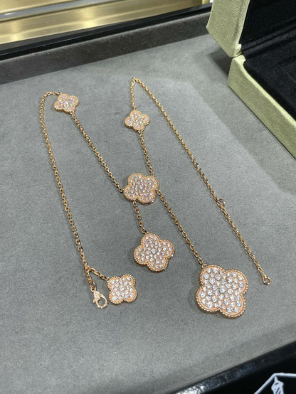 [：Polaidi Jewelry]CLOVER 6モチーフ ダイヤモンド パヴェ ネックレス