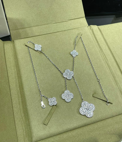 [：Polaidi Jewelry]CLOVER 6モチーフ ダイヤモンド パヴェ ネックレス